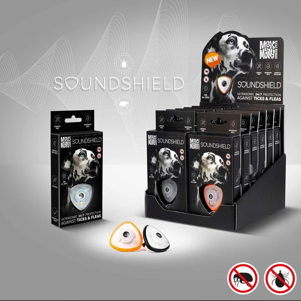 Soundshield - 24/7 Ultrasonic Technology Against Ticks & Fleas - Black